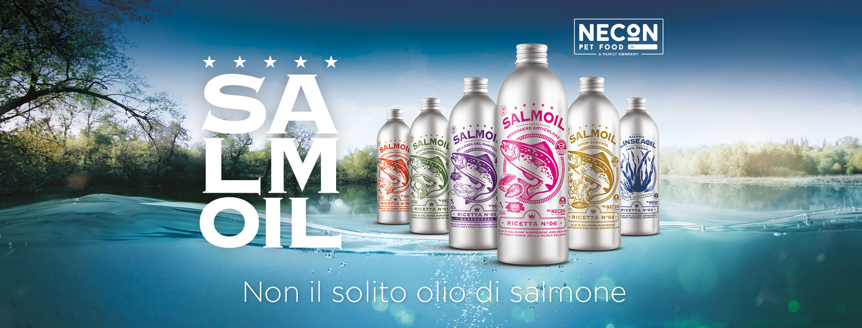 SALMOIL FUNZIONE BENESSERE Una Ricetta Salmoil specifica per ogni esigenza contribuisce a mantenere in forma i nostri amici animali.
